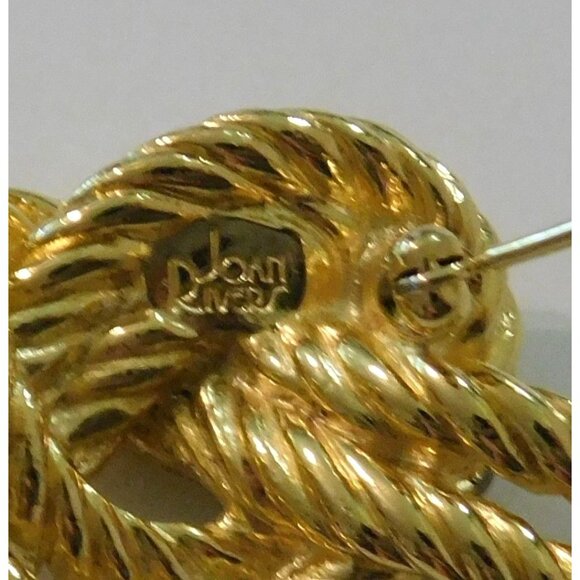 Joan Rivers Knot Rope Brooch Signed Gold Tone Elegant Pin 1.75" Wide - Picture 4 of 7